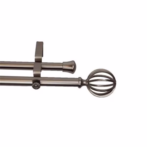 Central Design 4762-995 Crate 0.81 in. Double Curtain Rod; 120-170 in. - Satin Nickel